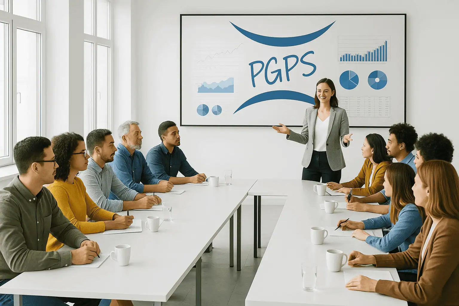 Formatrice PGPS animant une session sur les actualités sociales et RH 2025 devant des professionnels en entreprise.